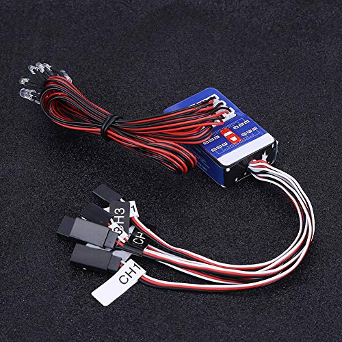 Kit de 12 luces LED de simulación para 1/10 1/8 RC – Coche Camión – Crawler con 4 faros blancos, 2 luces traseras azules, 2 luces de freno rojas, 4 amarillas