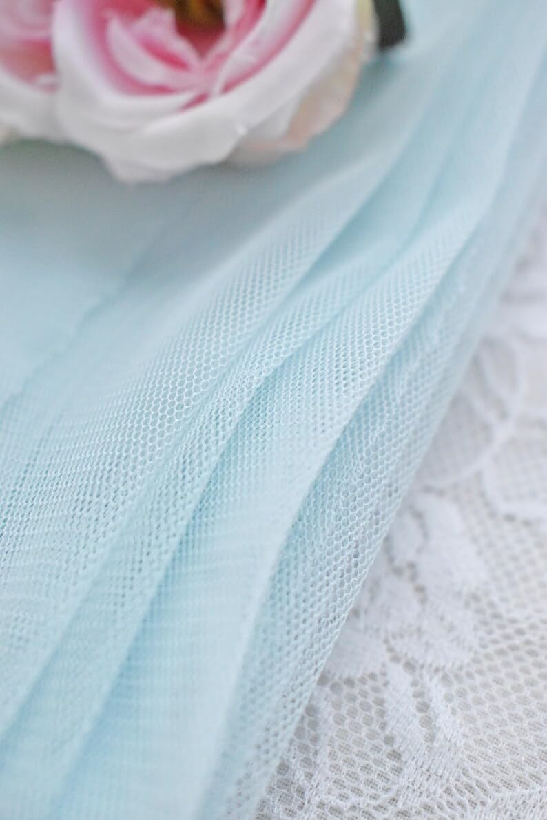 BK Mart Women's Net Fabric Cloth Net for Decoration and Craft (13-Sky Blue_10 MTR)-image-12