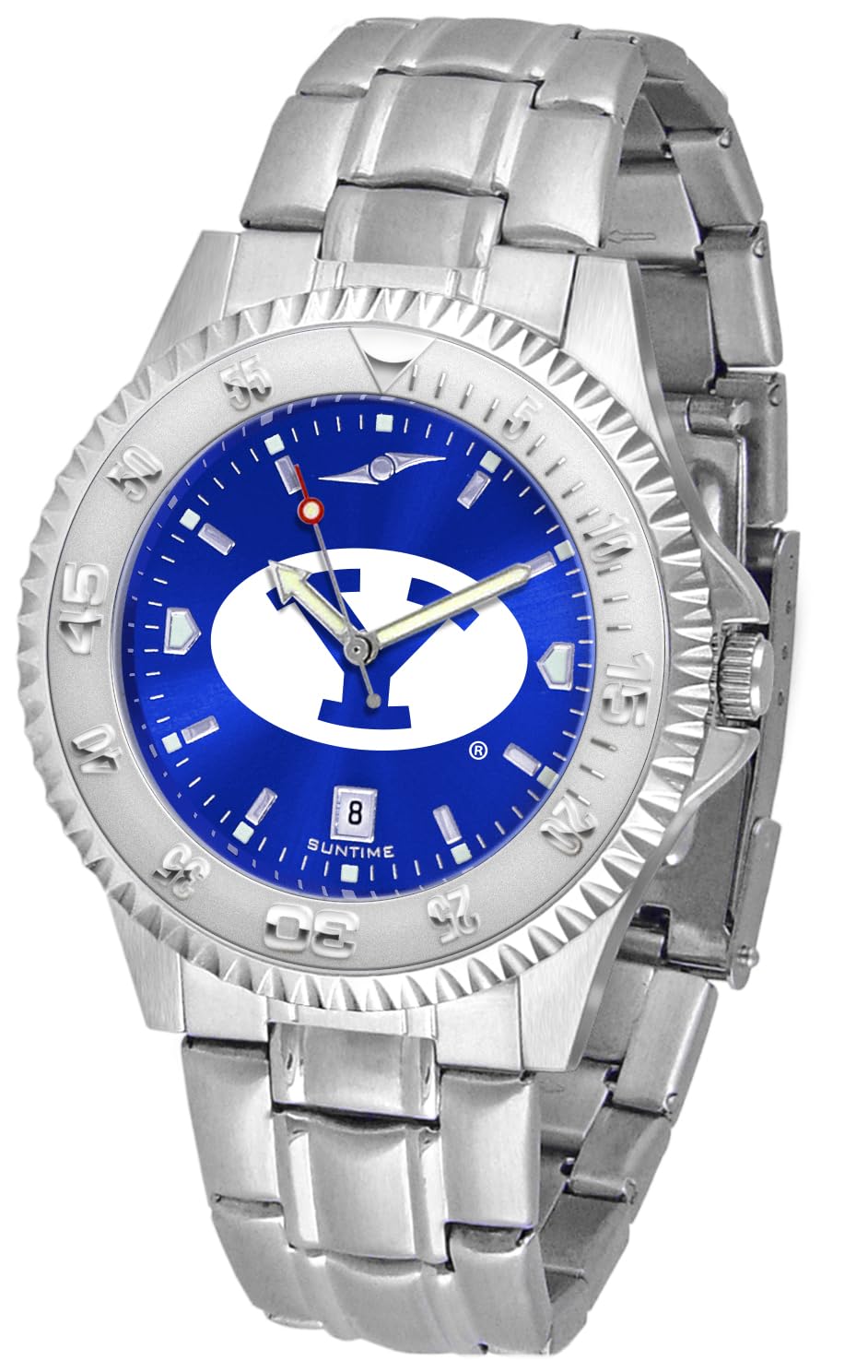 SunTime Men's Collegiate Competitor 40mm Watch - BYU Cougars with 20mm Stainless Steel Band - Anochrome