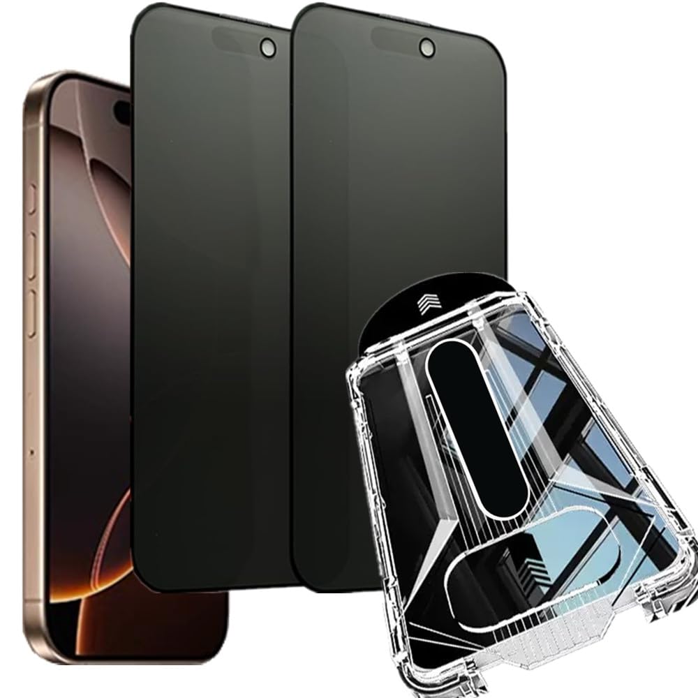 【2枚セット】【覗き見防止＆アンチグレア】iPhone 16 Pro 用 覗き見防止ガラスフィルム 超簡単貼り付け 新型のガイド枠付き 自動除塵 プライバシー保護 日本旭硝子製 9H硬度 全面保護 反射防止 気泡ゼロ 日本旭硝子製 アイフォン 16 Pro 用 アンチグレア ガラスフィルム