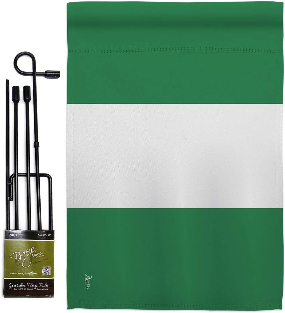 Nigeria Garden Flag Set with Stand Regional Nationality Nation International World Country Particular Area Small Decorative Gift Yard House Banner Made In USA 13 X 18.5