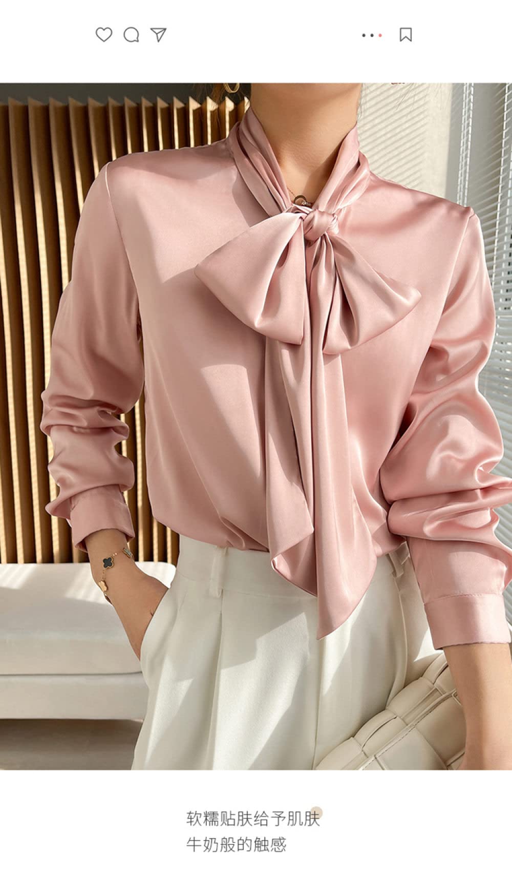 MIDJ Blusen Damen,Elegante Seidenbluse für Damen, O-Ausschnitt, Süße Fliege, Weiße Chiffon-Business-Bluse, Lässig, Lang, Laternenärmel, Sexy Pullover, Hemd für Mädchen, Damen