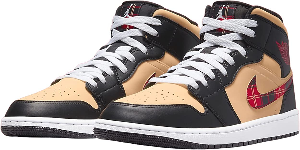 Nike Air Jordan 1 Mid SE - Black / Multi Color / Sesame / Fire Red / White, Black/Multi-color-sesame, 44 EU