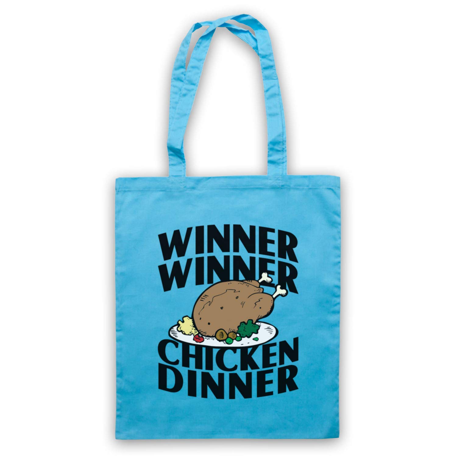 My Icon Art & Clothing Winner Winner Chicken Dinner Funny Iconic Slogan Tote Bag, Sky Blue