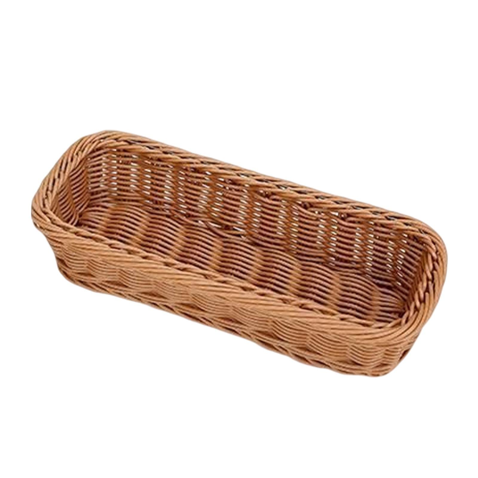 Hlhlh Brown Woven Storage Baskets Cupboards Kitchen Tabletop Fruit Snack Bread Trays Elegant And Simple Weaving Style Ornaments(Brown)