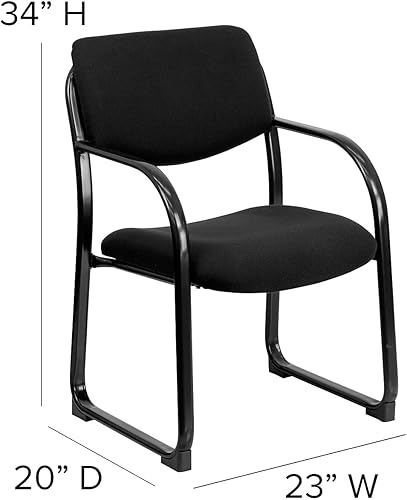 Miniatura 3 de Flash Furniture Silla de recepción lateral ejecutiva de tela negra Richie con base de trineo Negro -,Gris