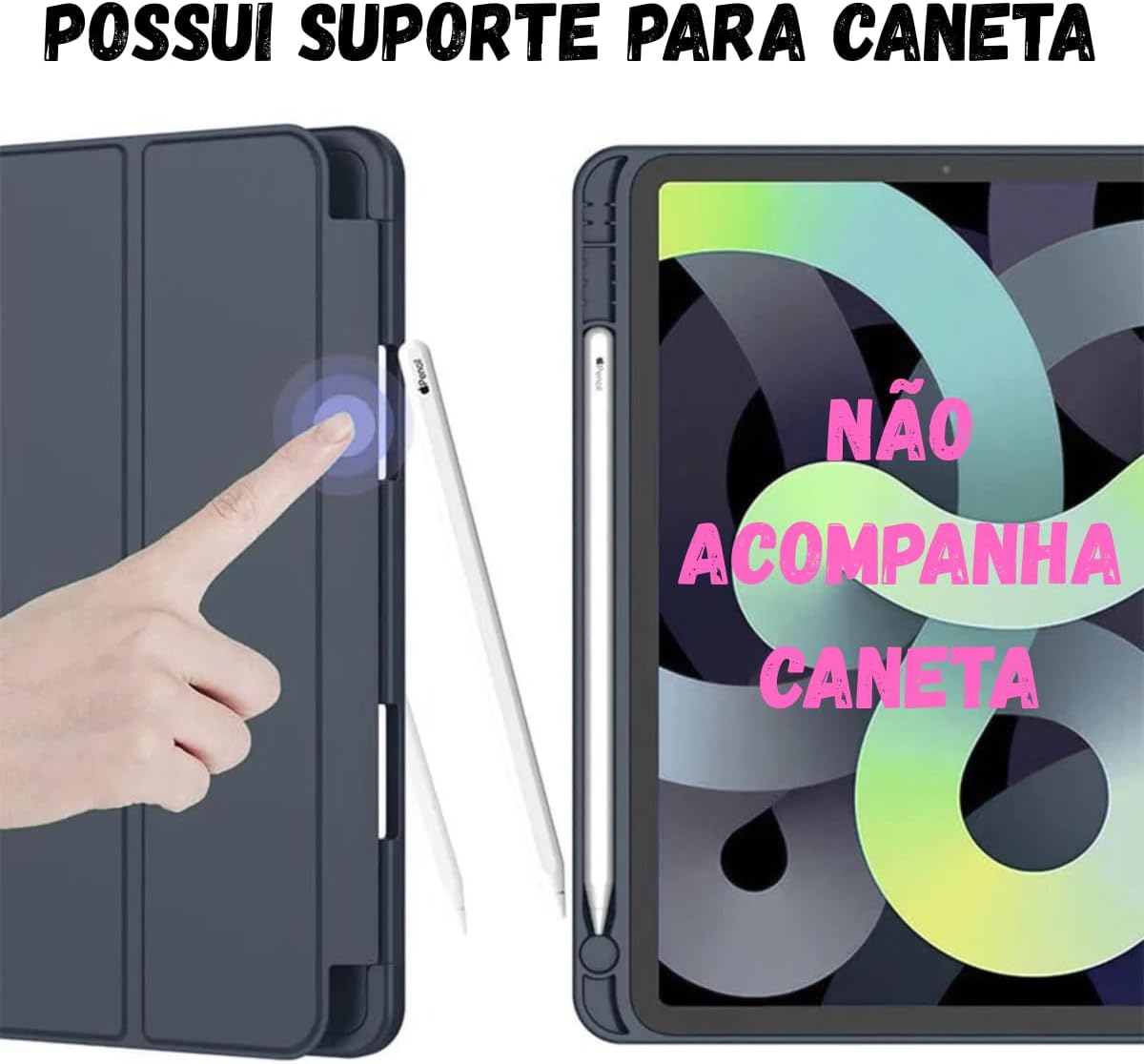 Capa Capinha para iPad 11ª Geração, A16 2025, Compatível com A3354/A3355/A3356, com Suporte para Caneta, Couro Sintético e Microfibra