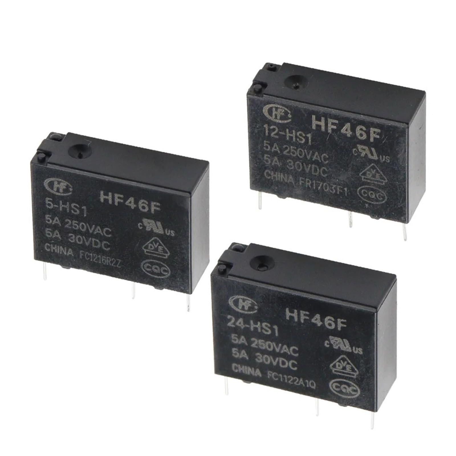 Relé HF46F-24-HS1 5V 12V 24V de 4 pines normalmente abierto para PCB 6