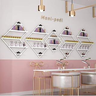 Metal Wall-Mounted Nail Polish Storage Racks Floating Shelves Metal Nail Polish Display Racks for The Wall，Essential Oils Organizer Wall Mounted Shelf，Nail Polish Holder for Cosmetic Beauty Home Nail
