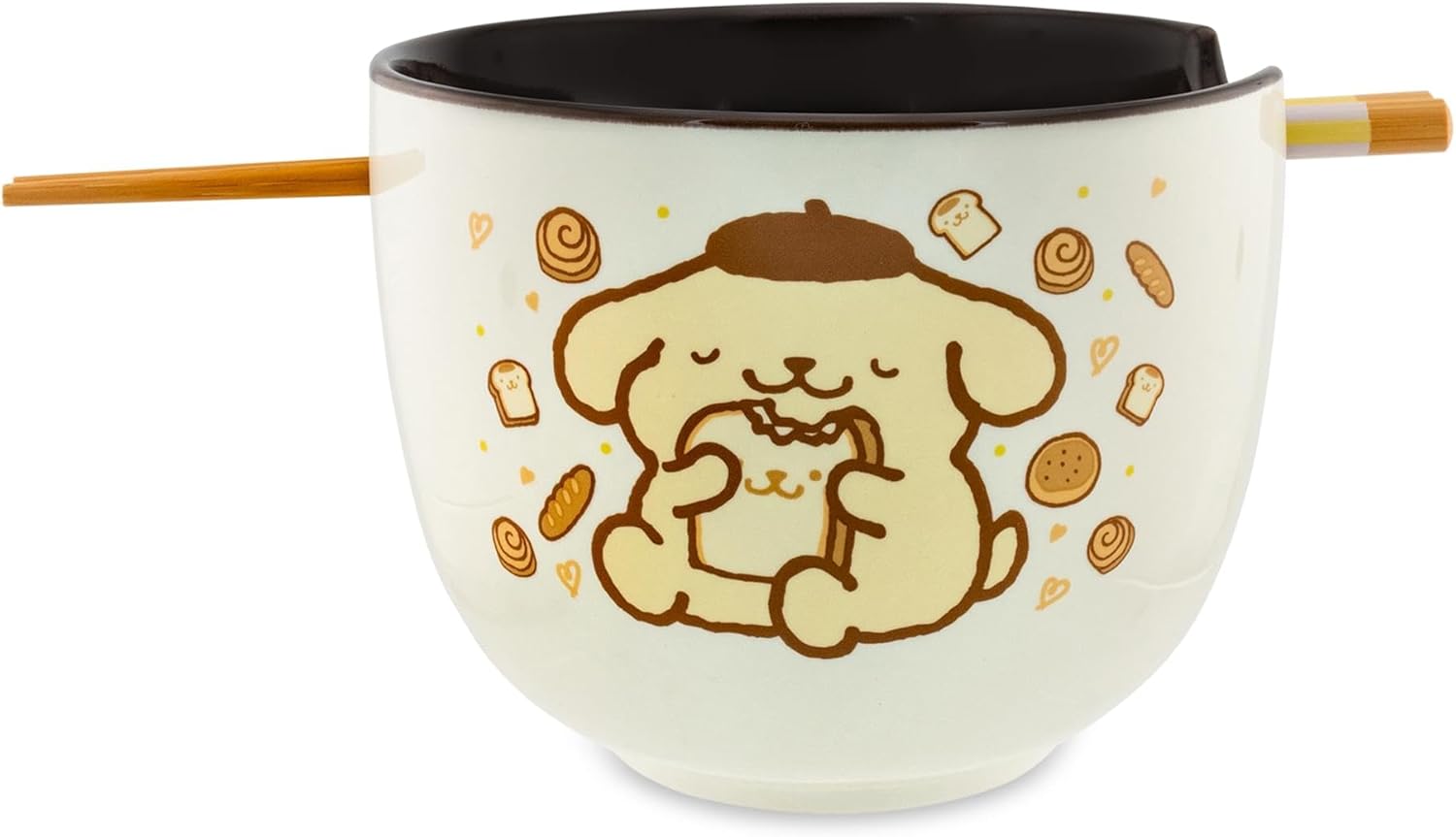 Sanrio Pompompurin 20-Ounce Ramen Bowl With Chopsticks and Spoon - Image 3