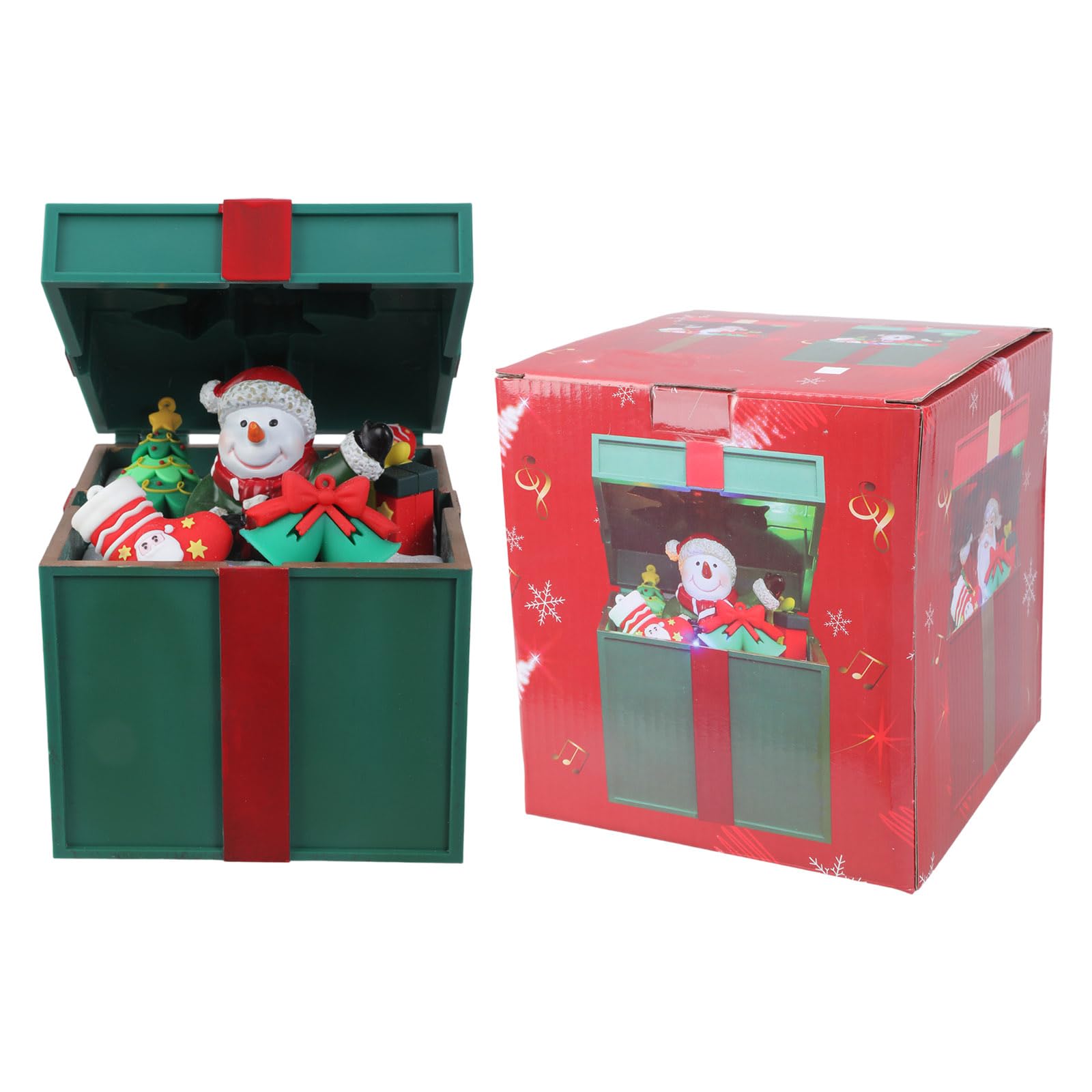 Cajas de regalo musicales LED para reproducción de canciones de Navidad, materiales inastillables, dos opciones de poder, decoración del hogar, fiesta, decoración de vacaciones, cajas de
