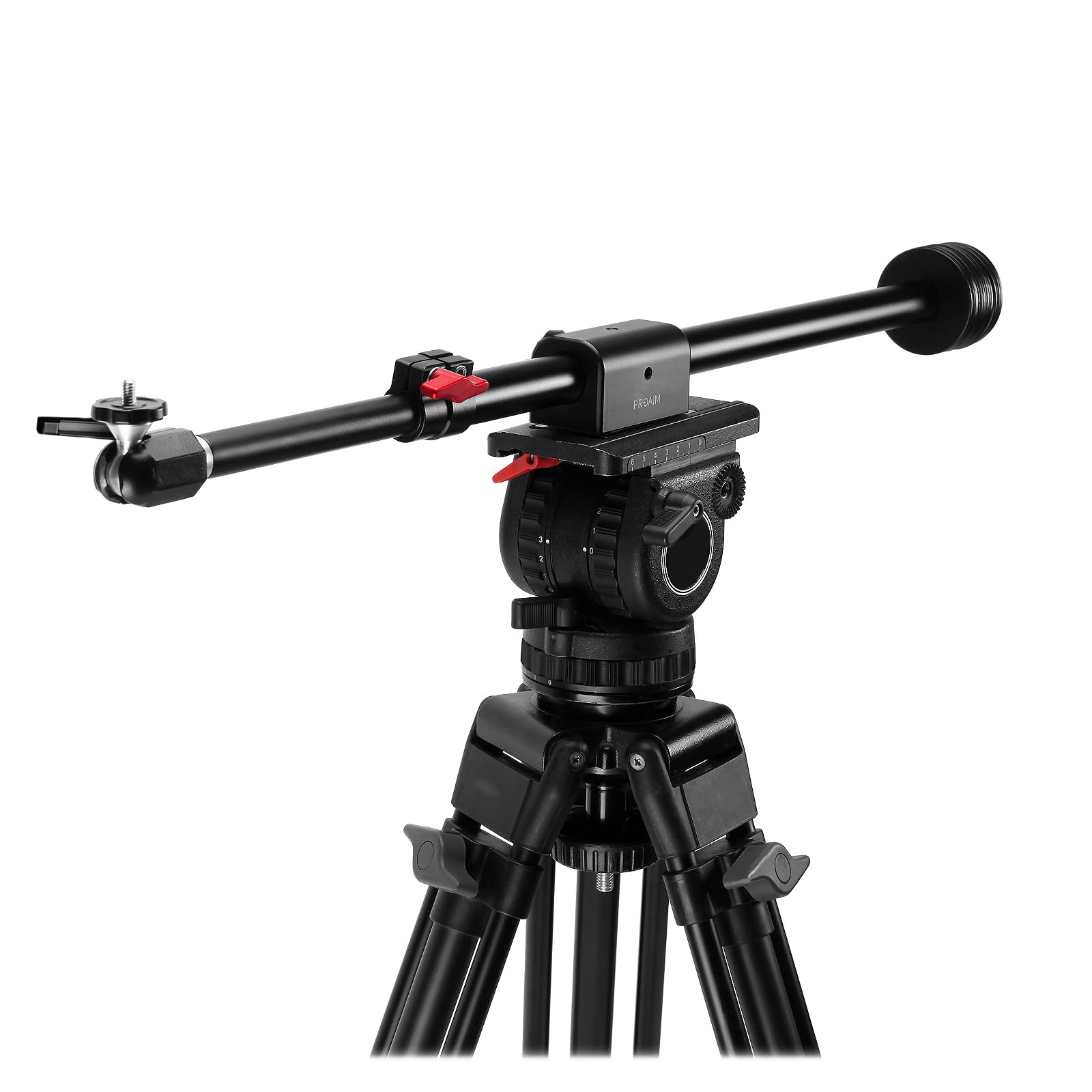 PROAIM Overhead Photo and Video Camera Boom Pole for Tripod, Load Capacity up to 5kg/11lb | Telescopic Aluminum Grip Arm for High/Low Shots with Tripod Adapter, Ball Head & Counterweight (P-OHBP-01)