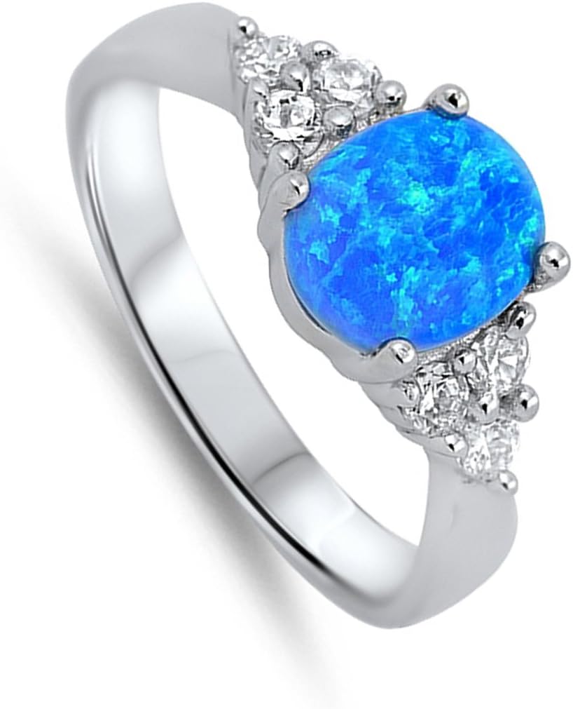 CHOOSE YOUR COLOR Sterling Silver Oval Ring