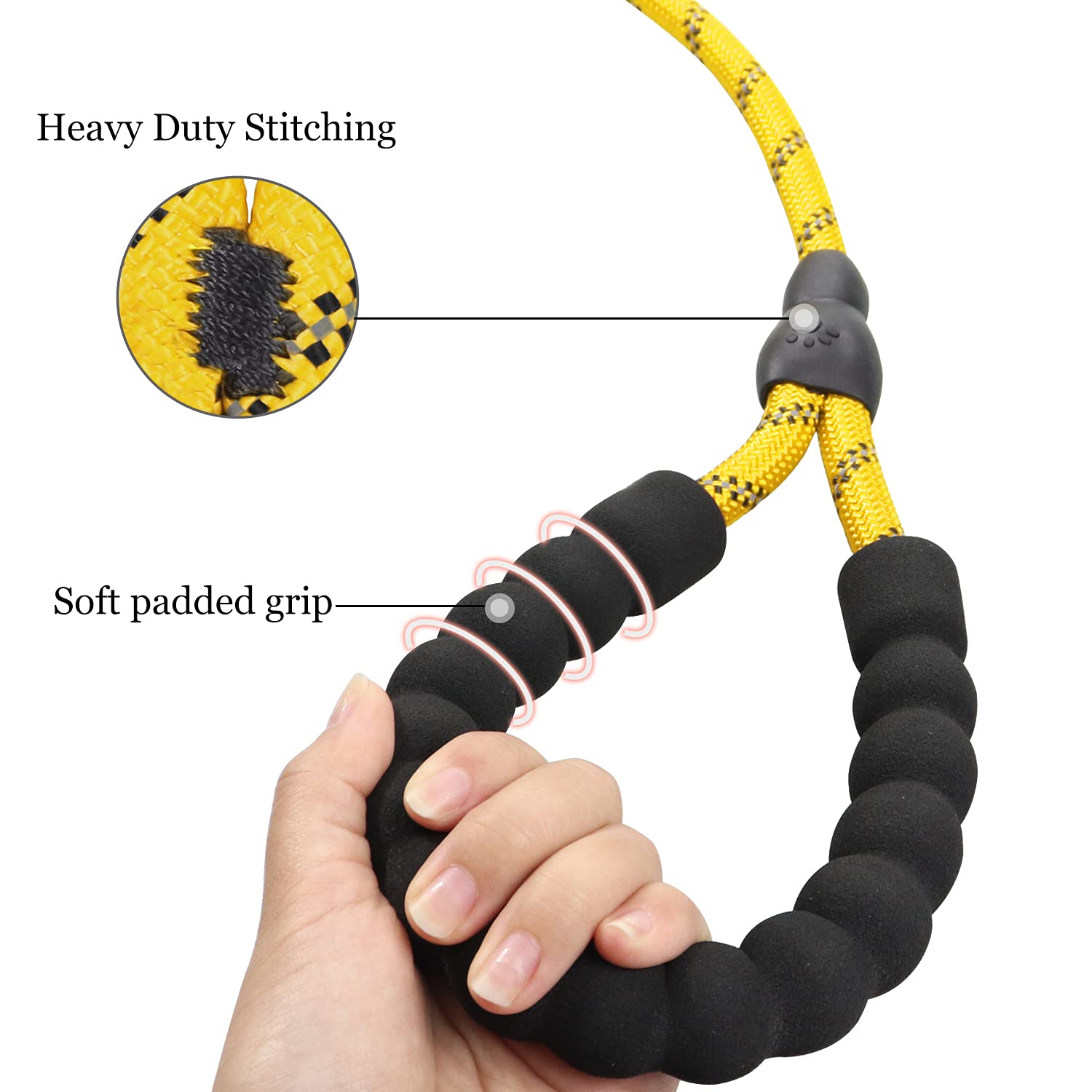 TagME Riflessivo Guinzaglio per Cani Taglia Piccola,Guinzaglio Retriever, Guinzaglio Addestramento per Cani,Ø8mm x 185cm,Giallo