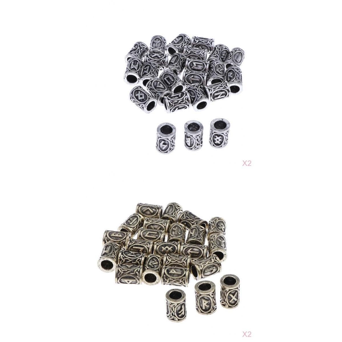 SNAPPSY 96Pack Rune Pendant Charm Bead Norse Nordic Pendant Hair Beards-picture-22