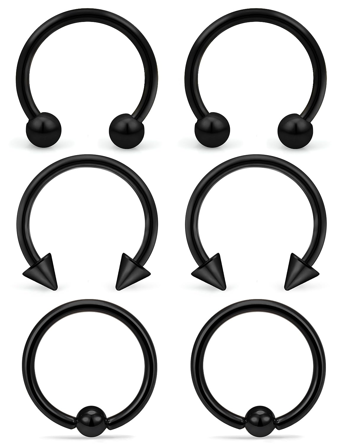 00G 0G 2G 4G 6G 8G 10G 12G 14G 16G Septum Rings Silver Black Surgical Steel Heavy Gauges Earrings Stretching kit Eyebrow Lip Septm Nose Rings Helix Tragus Daith Rook Earrings Hoops 10mm-19mm