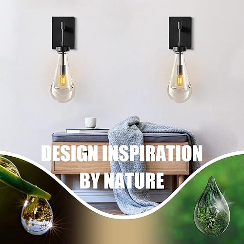 Miniatura 3 de YUEXPAND Apliques de latón con forma de gota de lluvia, lámparas de decoración de pared de cocina para interiores, lámpara de pared con gota de