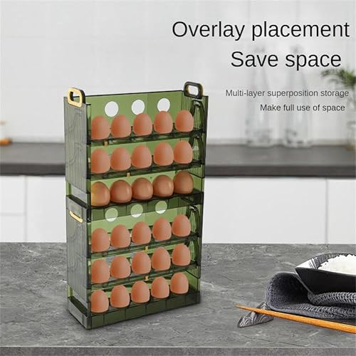 Miniatura 2 de JCAKES Contenedor de huevos para refrigerador, organizador de huevos para refrigerador, caja de huevos, caja de almacenamiento, puerta lateral del