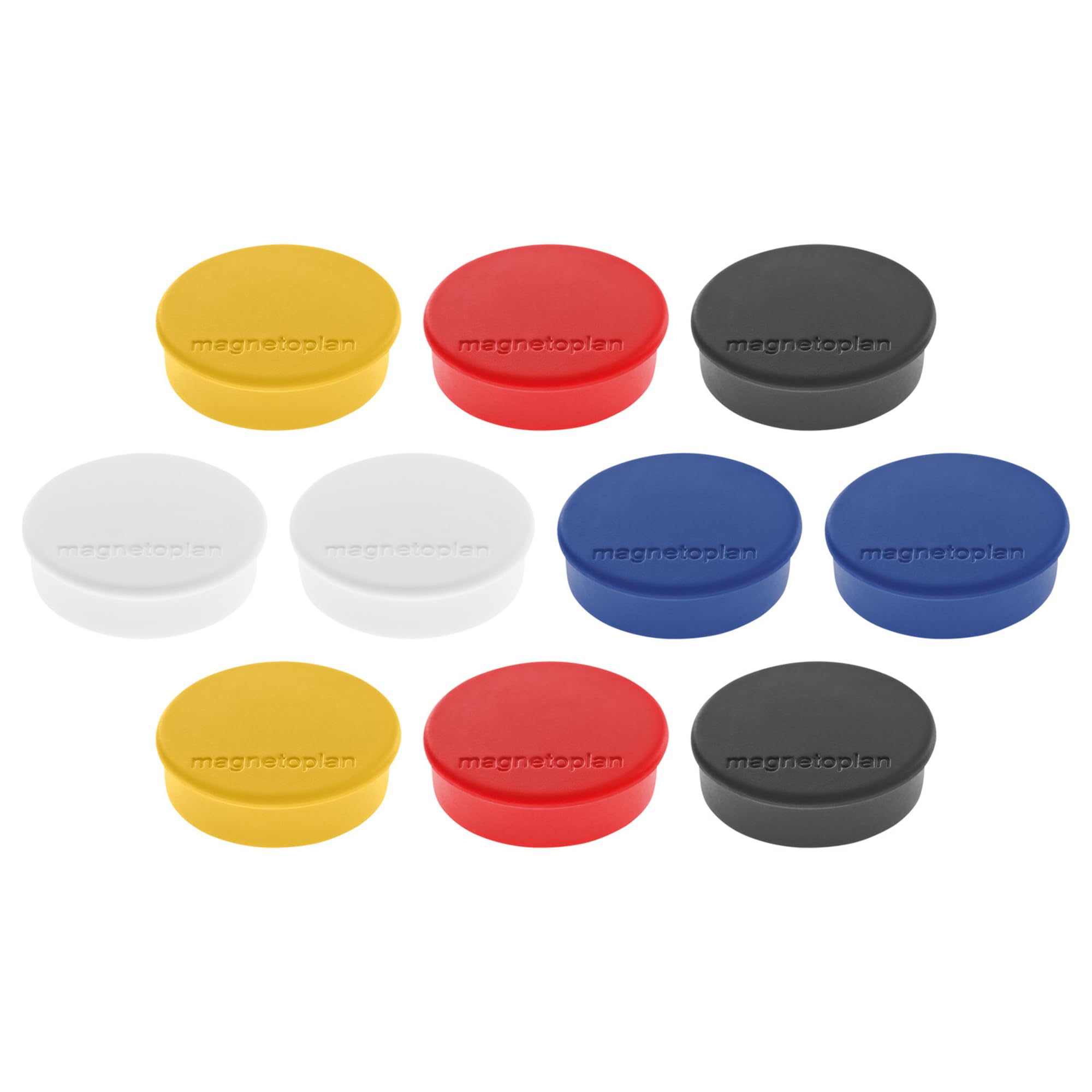 magnetoplan Discofix Hobby – 10er-Set runde Ferrit-Magnete mit Kunststoff-Kappe (Ø 2,4 cm, 0,8 cm)
