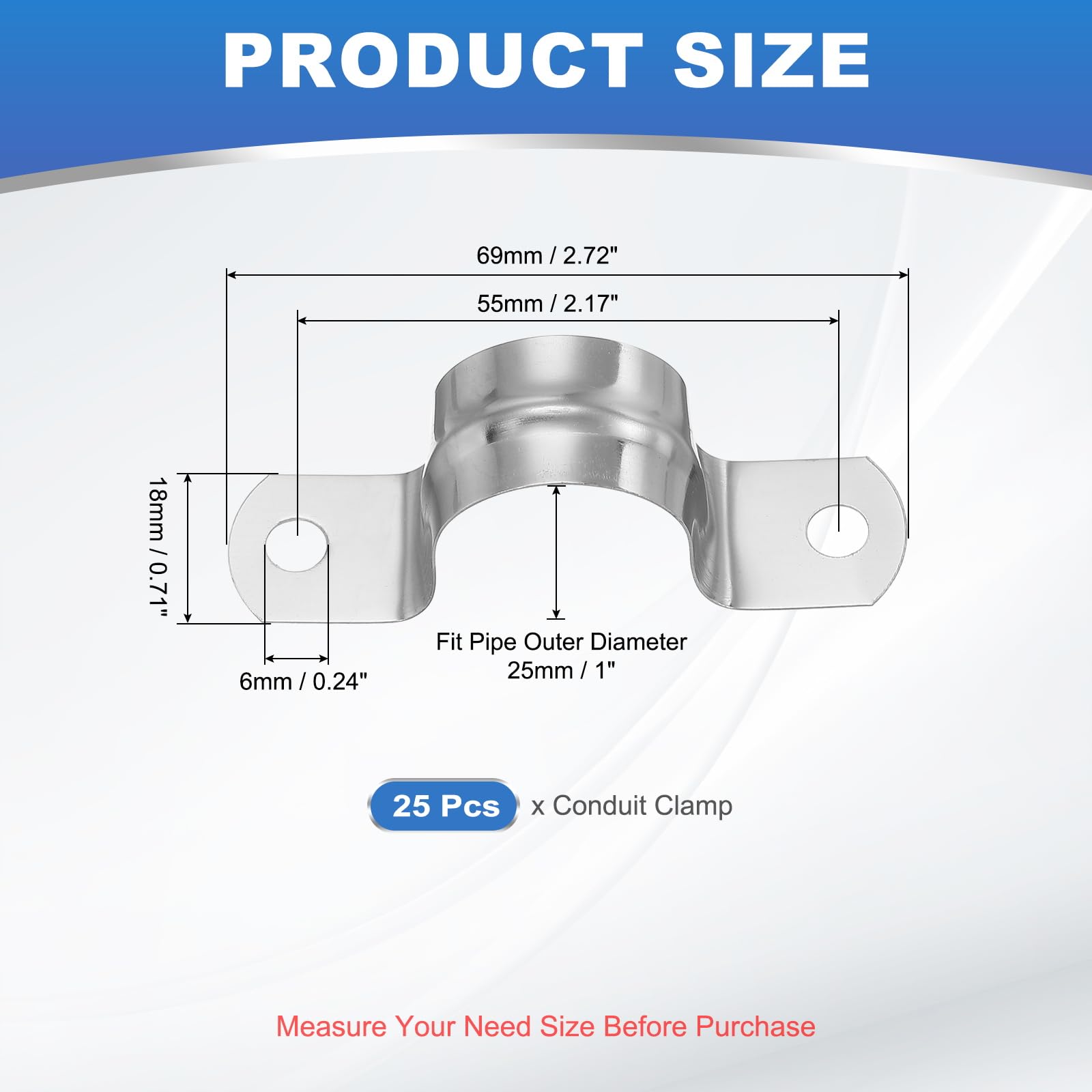 PATIKIL 25mm Rigid Pipe Strap - Image 2