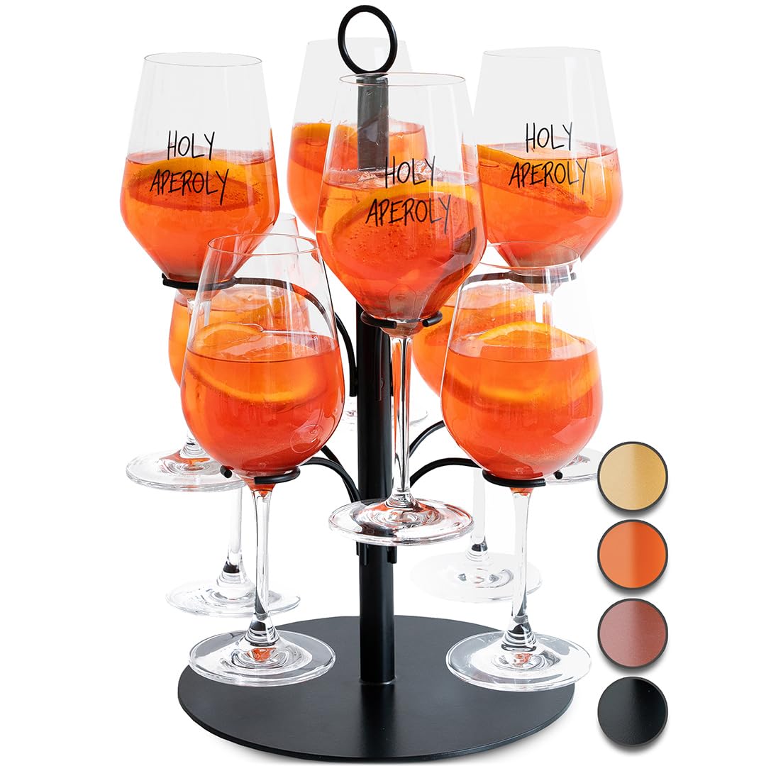 Getränke Tower ohne Montage - Aperol Ständer für 8 Gläser - Bar Zubehör für Gastronomie - Cocktail Tower und Champagner Geschenk - Alternative zur Aperol Maschine (schwarz)