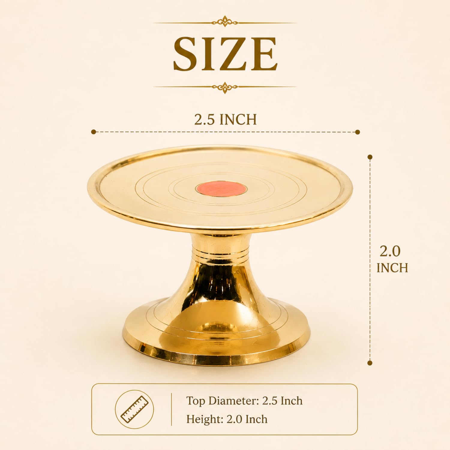 Bhimonee Decor Brass Mukkali Stool | Traditional Pooja Chowki for Home Temple | Religious Ceremonies & Decor | 2.5 Inches | 250gm | Gold 3