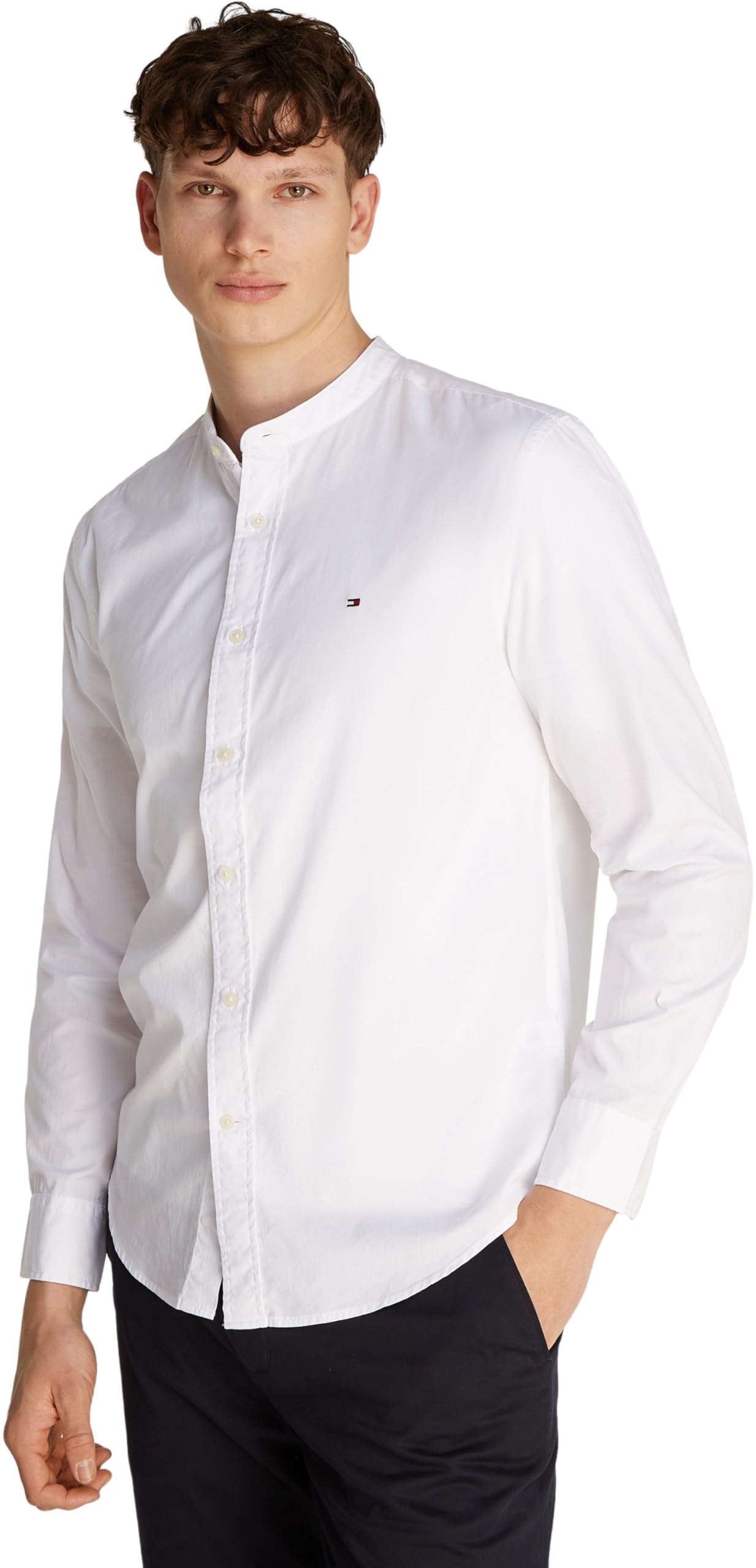 Tommy Hilfiger Uomo Camicia Flex Poplin Solid MAO Regular Fit