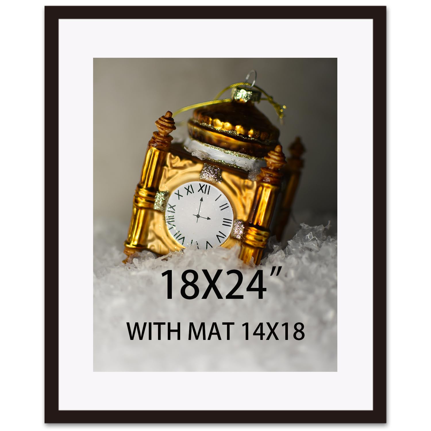 SKAOTUS 18x24 Picture Frame Black Solid Wood for Black Mat 14x18 Wall Mounting Square Poster Frames