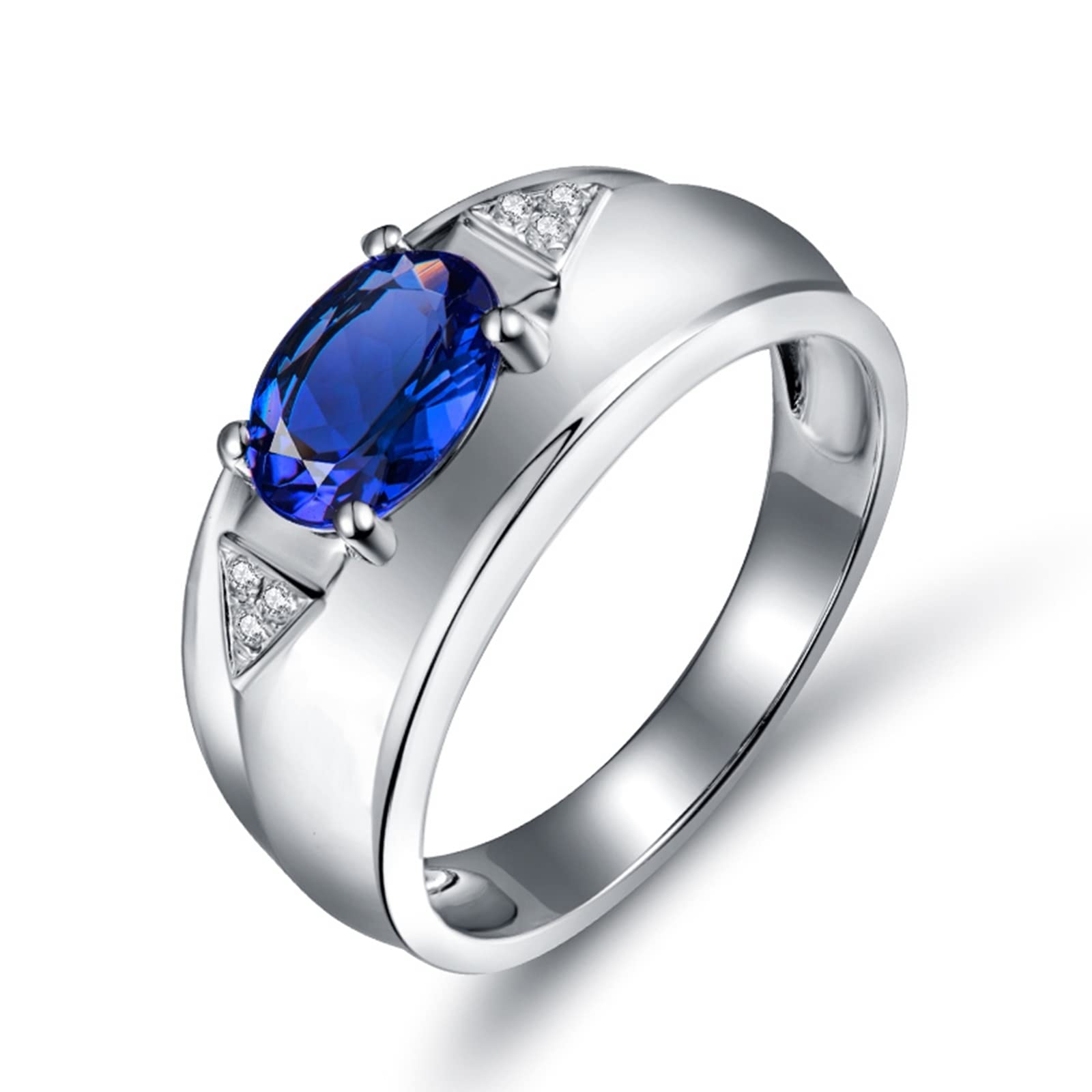 Anillo de compromiso de oro blanco de 18 quilates, anillos estéticos triangulares, anillos anchos, regalos de promesa para hombres