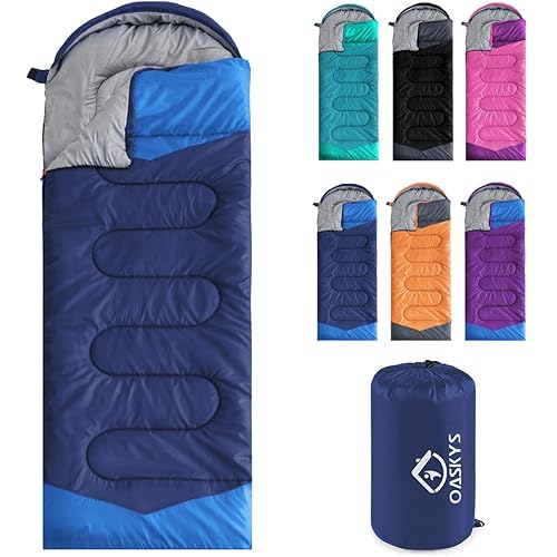 oaskys Camping Sleeping Bag - 3 Season Warm & Cool Weather - Summer Spring Fall Lightweight Waterproof for Adults Kids - Camping Gear Equipment, Traveling, and Outdoors