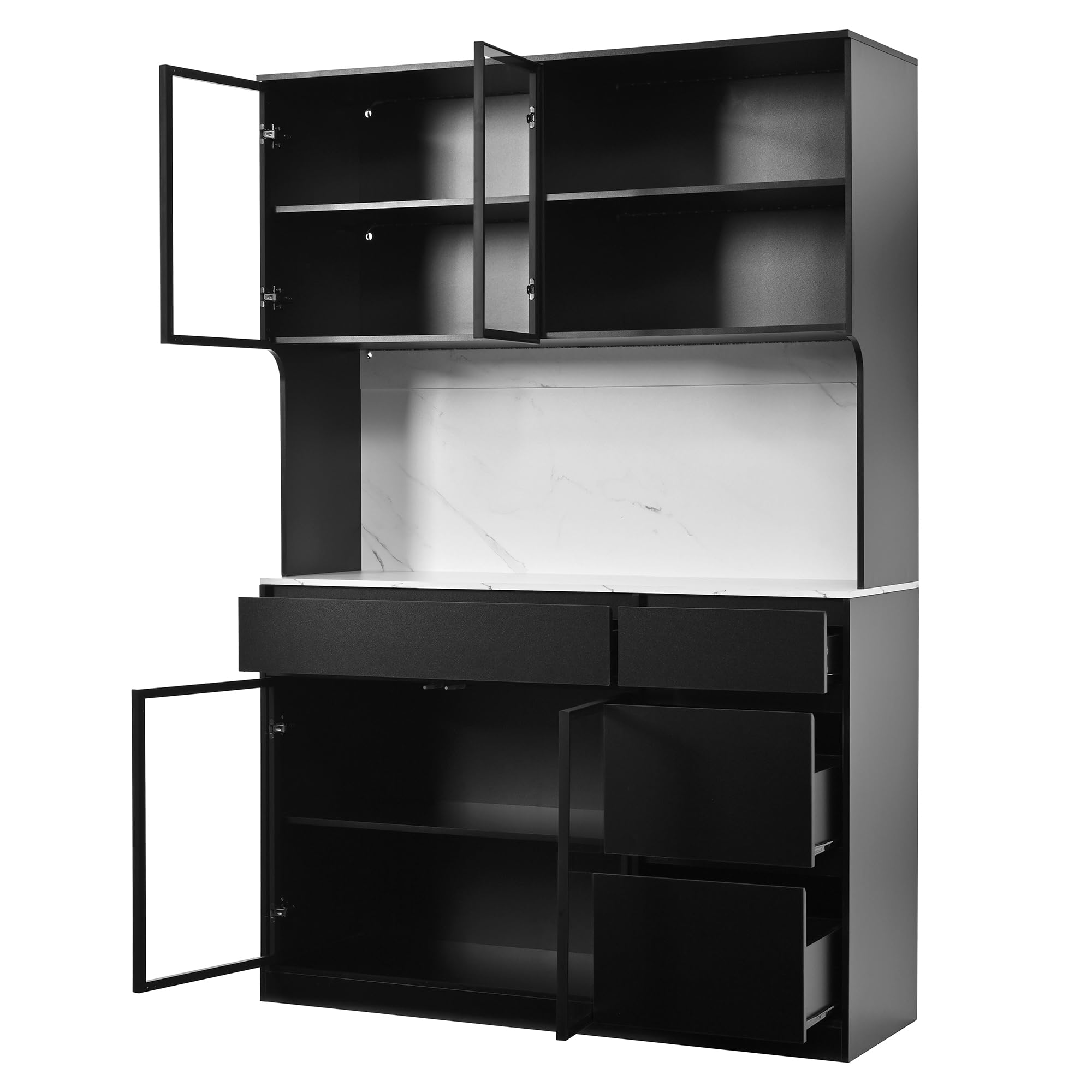 Armoire vitrine avec LED 120 x 40 x 180 cm noir et blanc