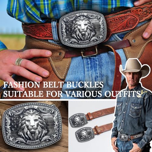 Image of Western Cowboy Belt Buckles Men - Western Belt Buckle Vintage Country Belt Buckle for Men Women Cowgirl Cowboy Gifts