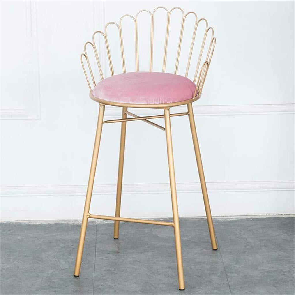 Chaises de bar en velours rose avec repose-pieds contre la fatigue