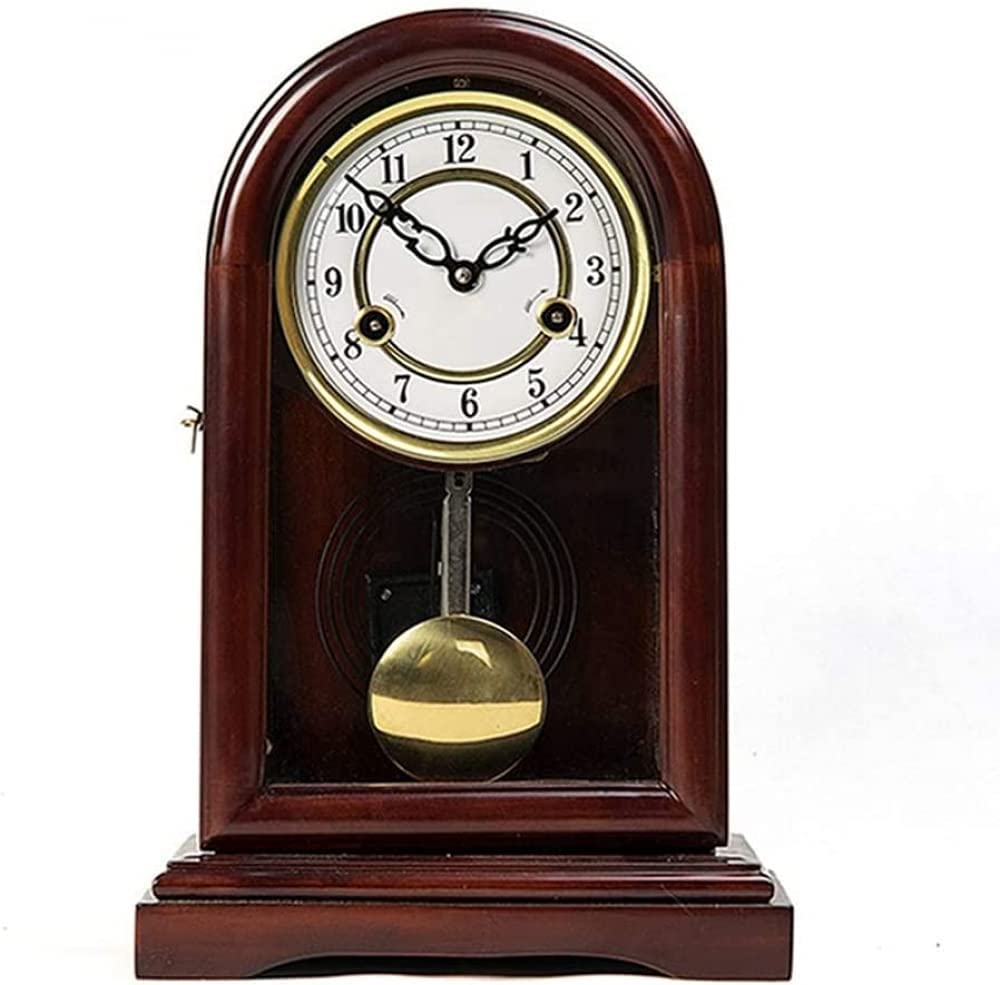 BOSUGEWall clock, Mantel Clock European Table Clocks Living Room Decor Mechanical Manual Winding Desk Clock Non Ticking Vintage Pendulum Pure Copper Movement Family Clock