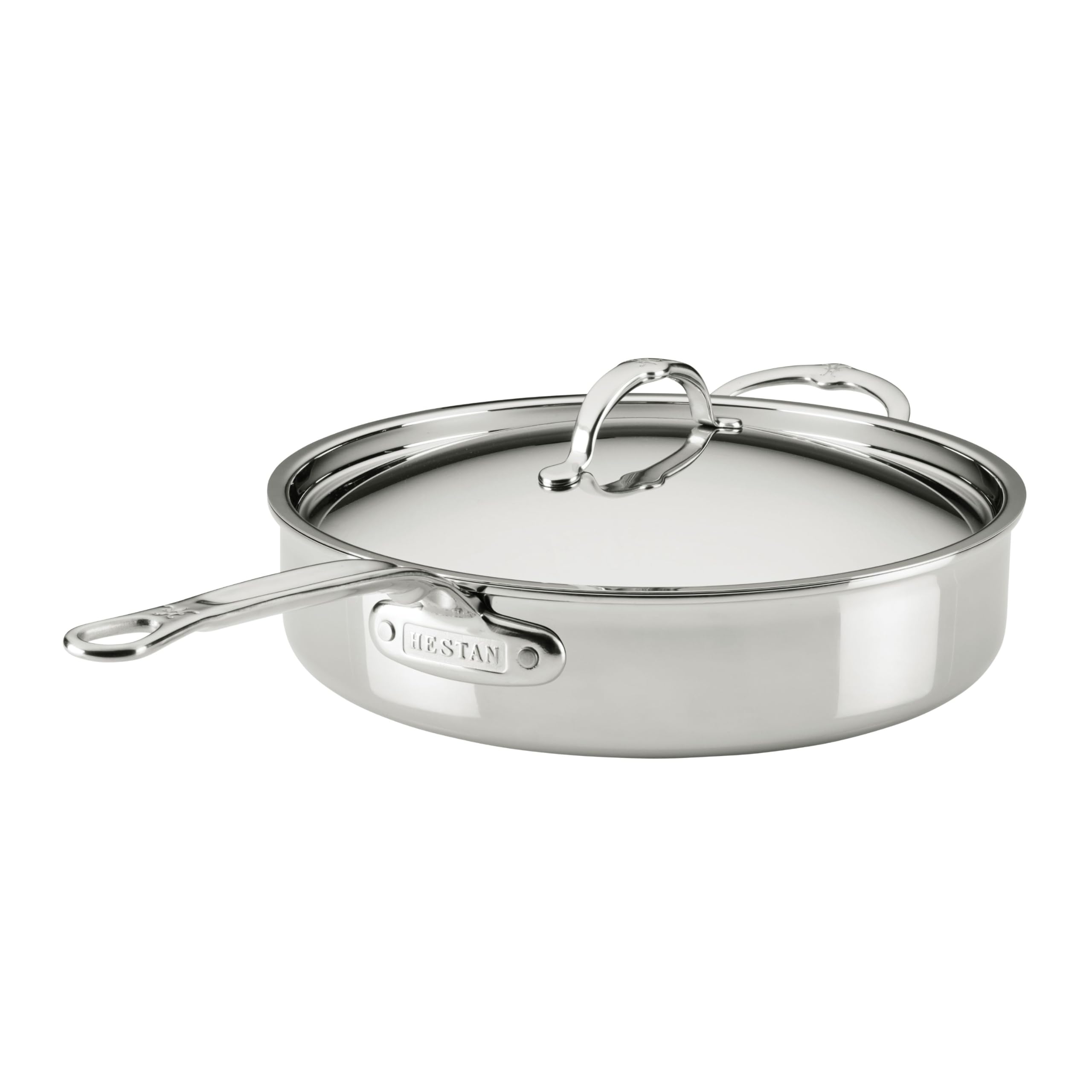Hestan ProBond Luxe 5-Quart Saut Pan with Lid Professional Clad Stainless Steel ProCore Tri-Ply Clad Construction Polished Exterior