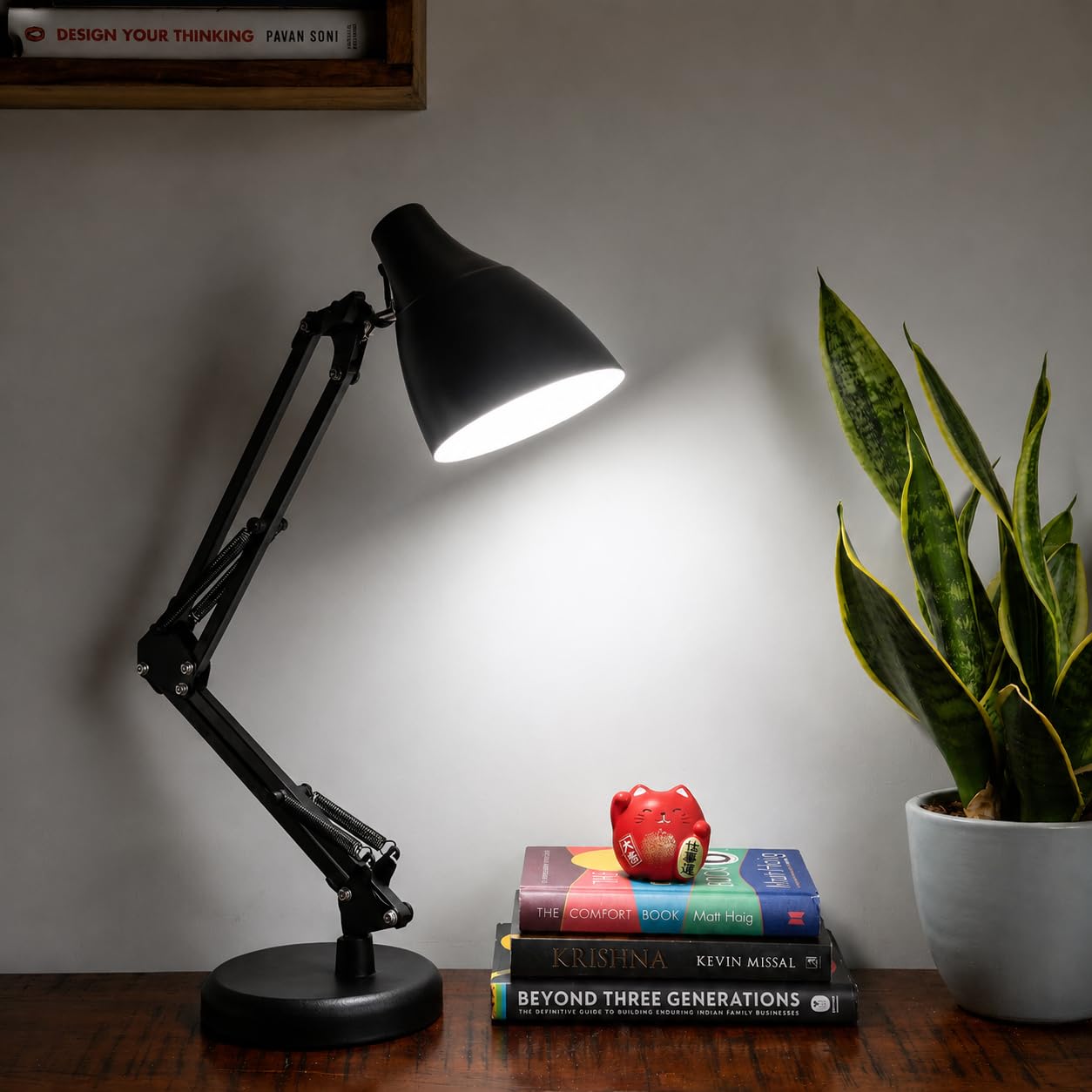 Lexton Black Table Desk Lamp for Studying & Reading | Portable Bedside Table Desk Light, Bulb Not Included (Pack of 1, Plastic)-image-26