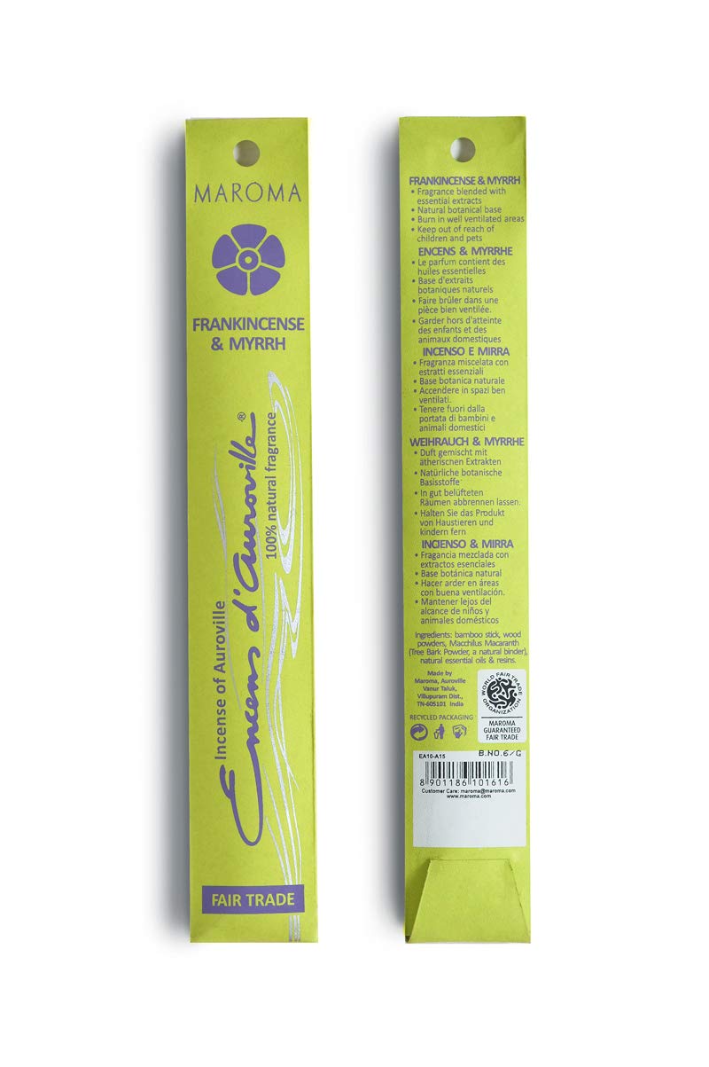 Maroma Incense Encens d'Auroville 10 Sticks, Frankincense and Myrrh