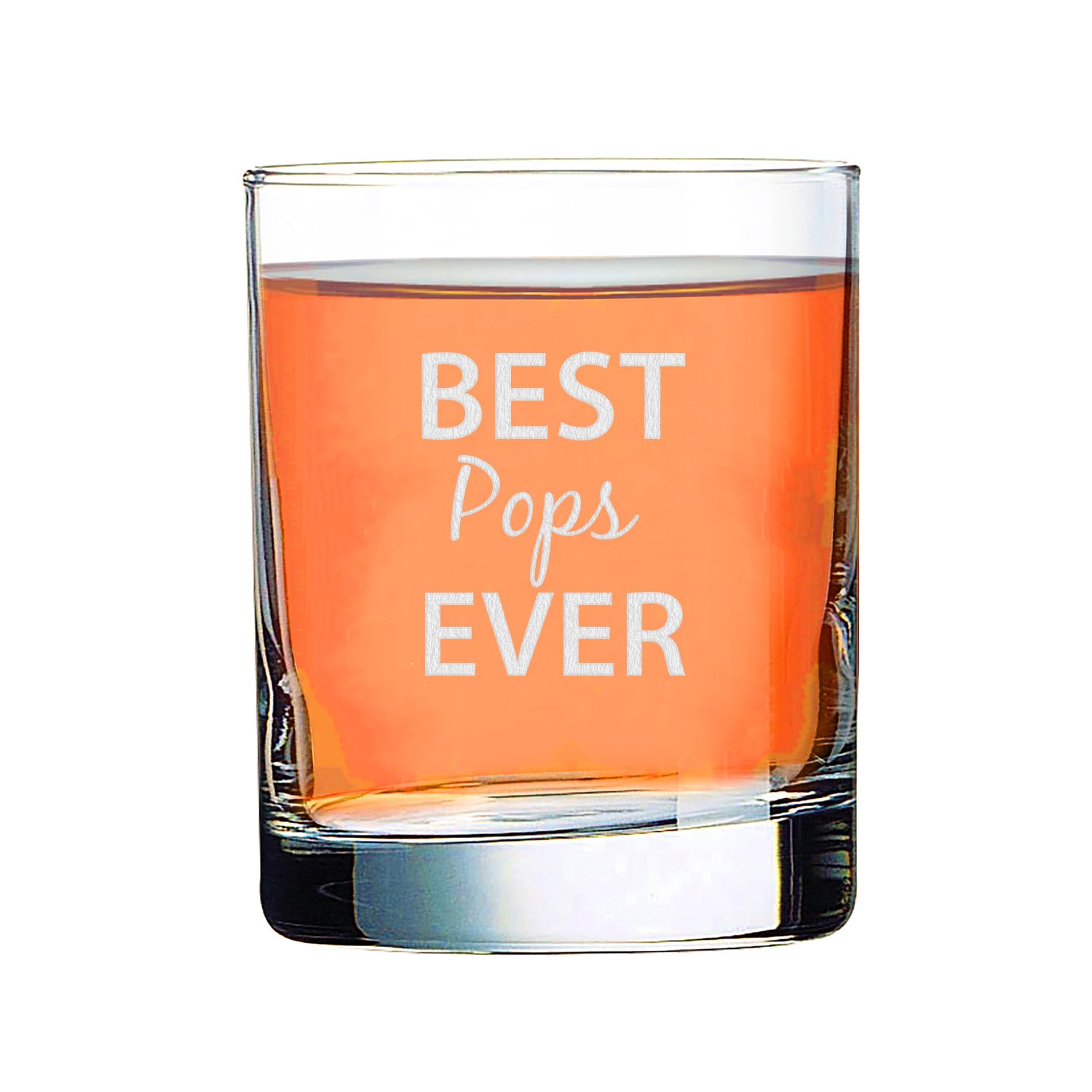 CustomGiftsNow Best Pops Ever - Whiskey Bourbon Glass Old Fashsioned 10.5 Oz Laser Engraved Clear Cocktail Glasses Etched Crafted Work Custom Gift Cup Mug
