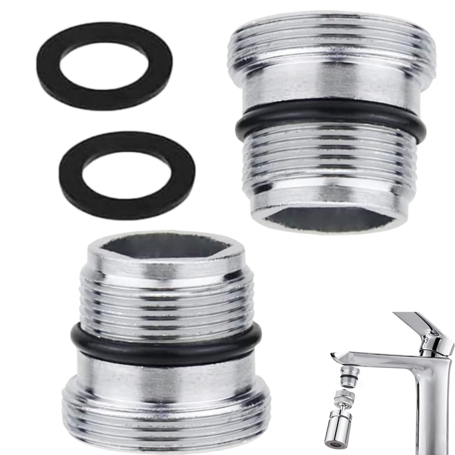 2 PCS Faucet Adapter Kit, Kitchen Tap Adapter Male Female M16-22 Sink Faucet Adapter for Garden Hose, Sink Sprayers, Water Filters