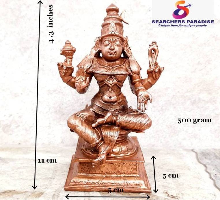 Image of Copper Idols of god Bhuvaneshvari 4.3 inches, 500 Grams, Patina Antique Finish, Pack of 1 Piece