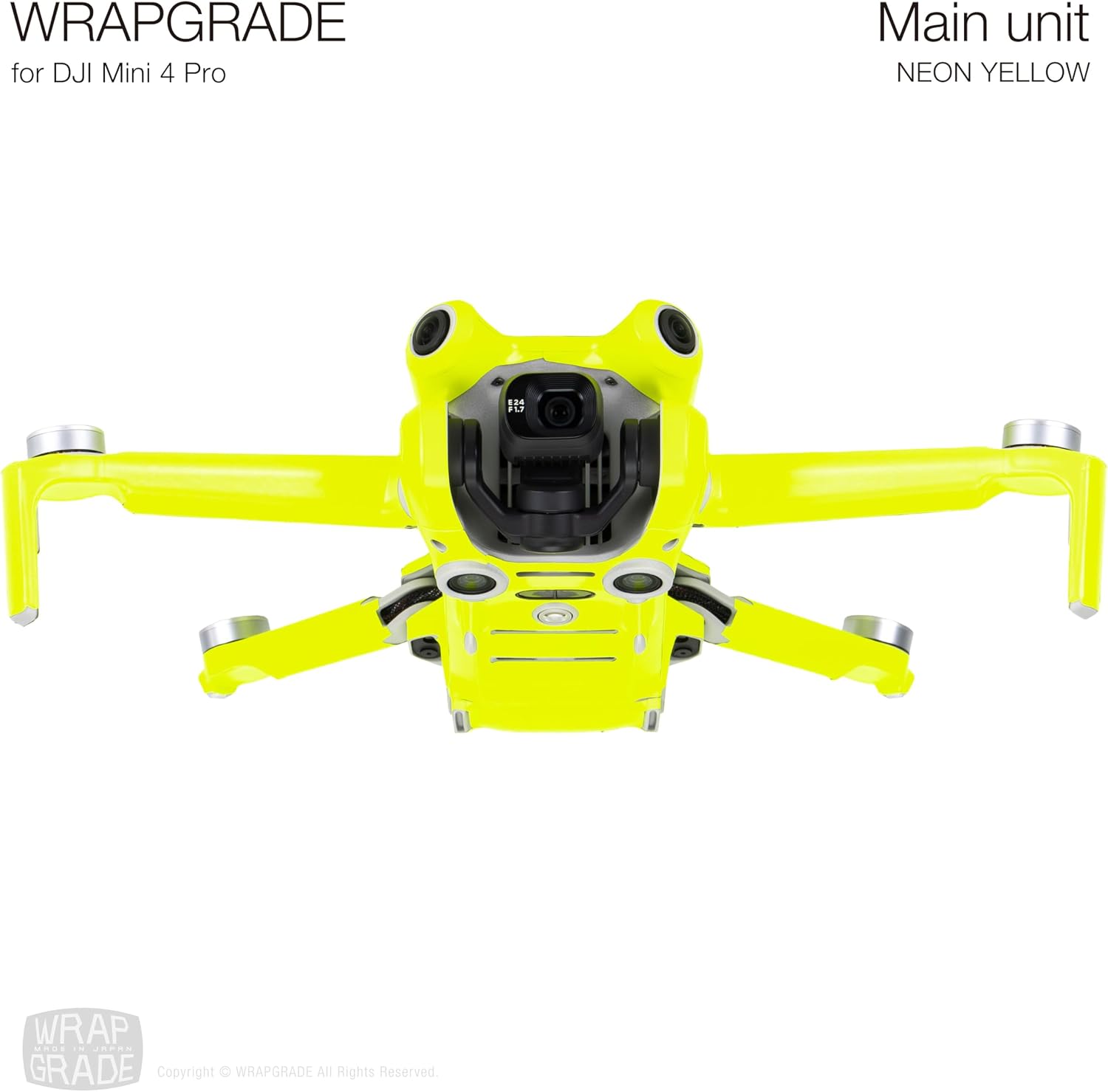 WRAPGRADE Skin Stickers Compatible with DJI Mini 4 Pro | Full Wrap (Neon Yellow)