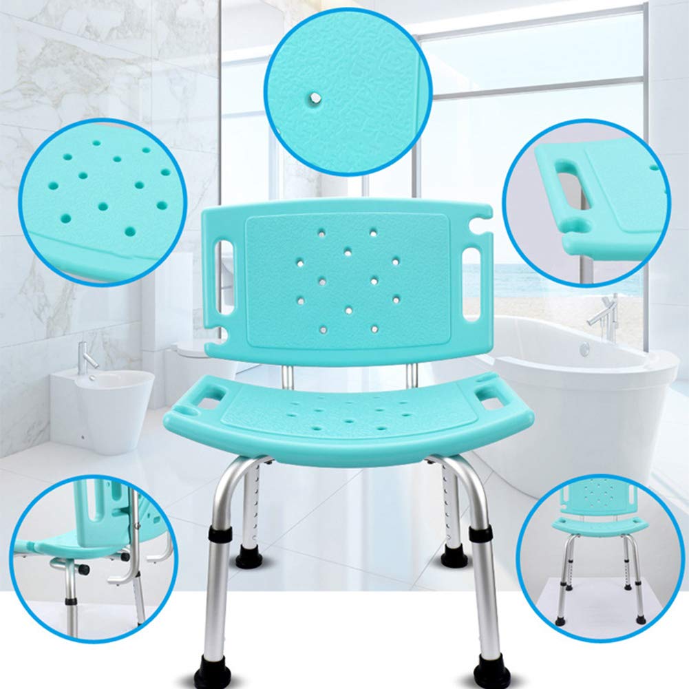 Silla de Ducha de Aluminio Regulable en Altura,Médico Taburete de Ducha Antideslizante con Respaldo y Reposabrazos,Brindar Asistencia para Ancianos y Discapacitados