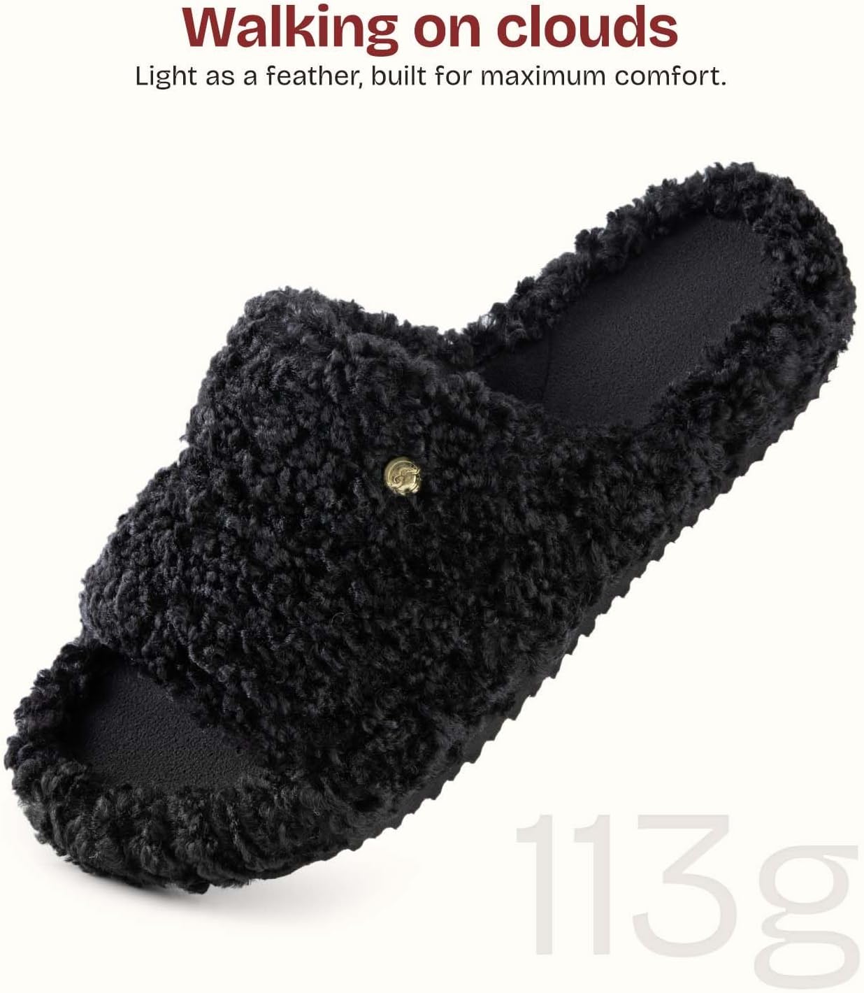 EverFoams Women's Fuzzy Open Toe Slippers Comfy Soft Memory Foam Indoor House Shoes - Image 5