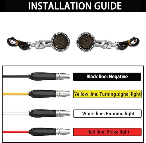 Miniatura 5 de DREAMIZER - Luces intermitentes para motocicleta cromadas, 15 LEDs, con forma de bala, luces indicadoras delanteras y traseras, luz roja ámbar,