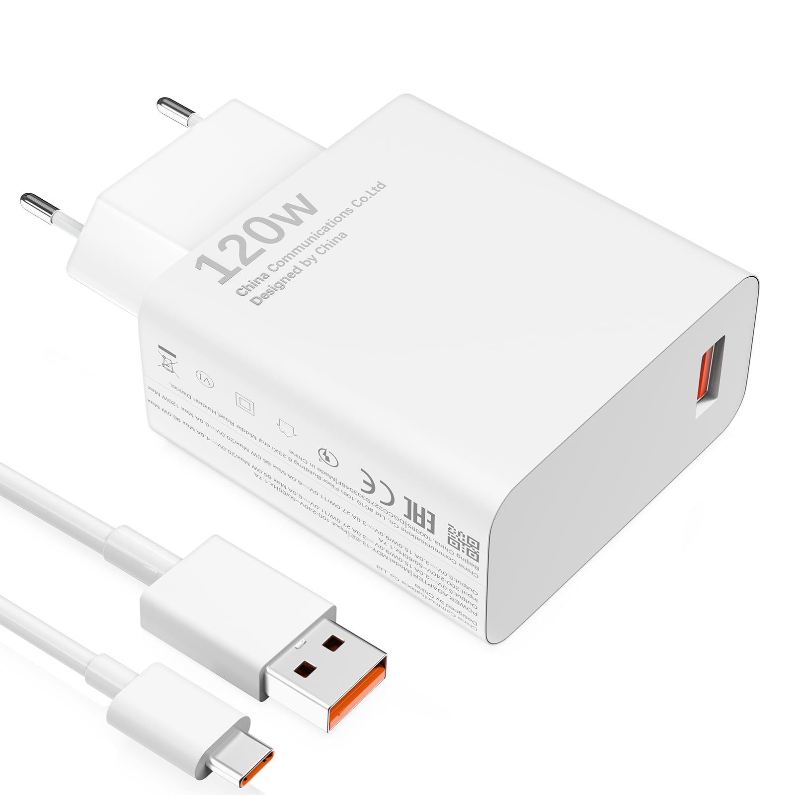 120W USB Ladegerät Ladekabel für Xiaomi 17 15 14T pro Ultra 13T 12T, Redmi Note 15 14 13 12 Pro+ 5G Poco X7,USB Netzteil Turbo Hyper Charge Schnellladegerät mit 6A Kabel für Pad 8 7 Poco F7 Ultra