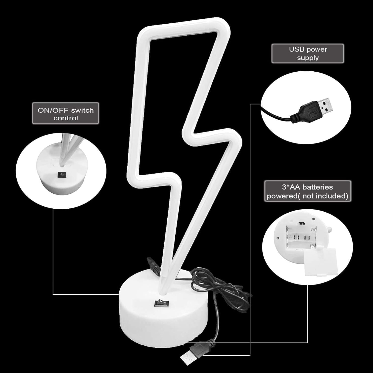 Amazon.co.jp: VIFULIN 稲妻ネオンサイン パープル ライトニング