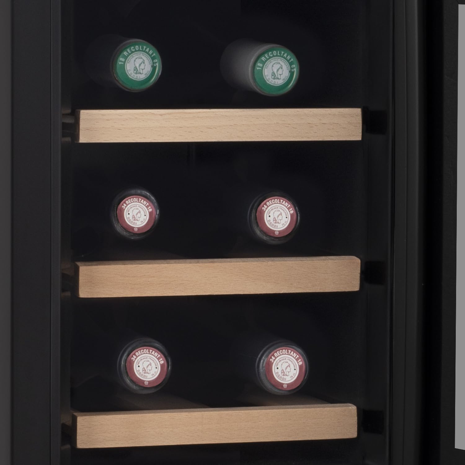 H.Koenig AGE6 Weinkühlschrank 6 Flaschen LED-Temperaturanzeige Holzlagerböden