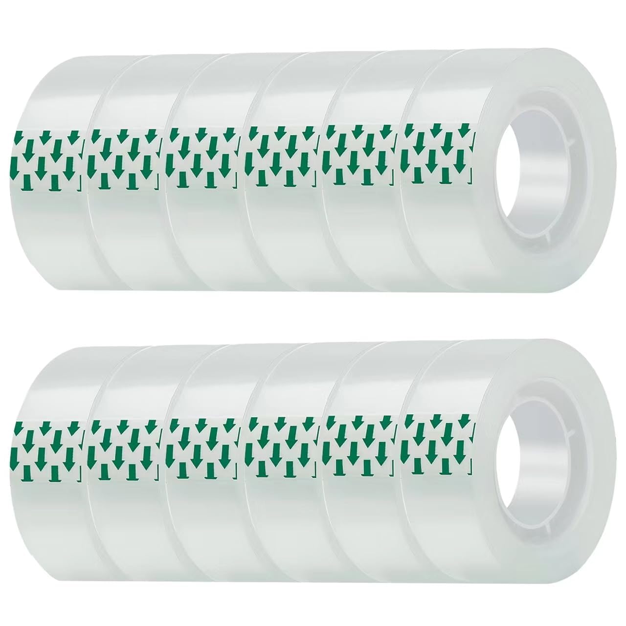 JACMD 12 Rollen transparentes Klebeband, 1,9 x 2,286 cm, Allzweck-Klebeband für Büro, Zuhause, Schule, Verpackung und Geschenkverpackungen