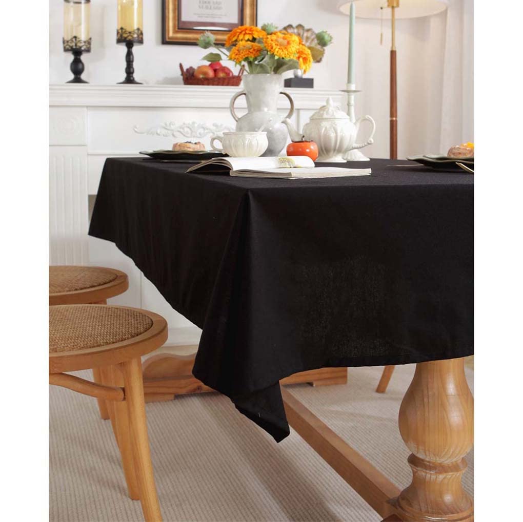Amazon｜テーブルクロス 黒 無地 コットンリネン 長方形 130x160