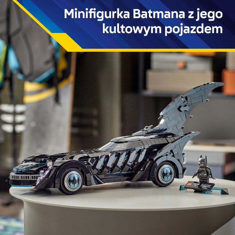 LEGO DC Batman: Batmobil Batman Forever, prezent dla nastolatków, zabawka konstrukcyjna z modelem pojazdu, zestaw kolekcjonerski z minifigurką dla fanów superbohaterów, dla chłopca i dziewczynki 76304